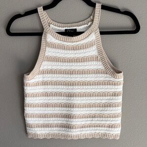 art class Girls Cream and Beige Striped Knit Tank Top